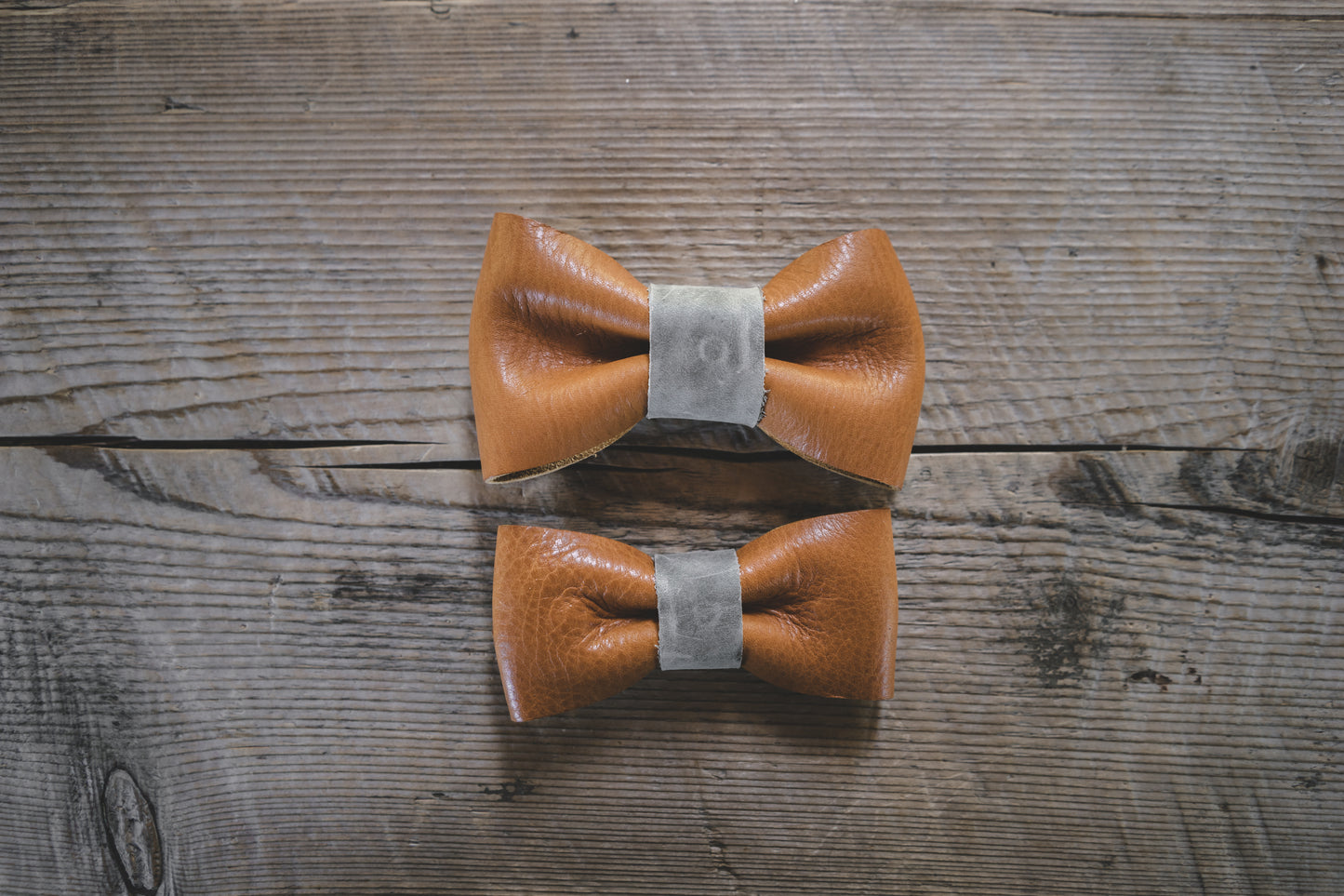 handmade in Canada browm leather bow tie for dogs