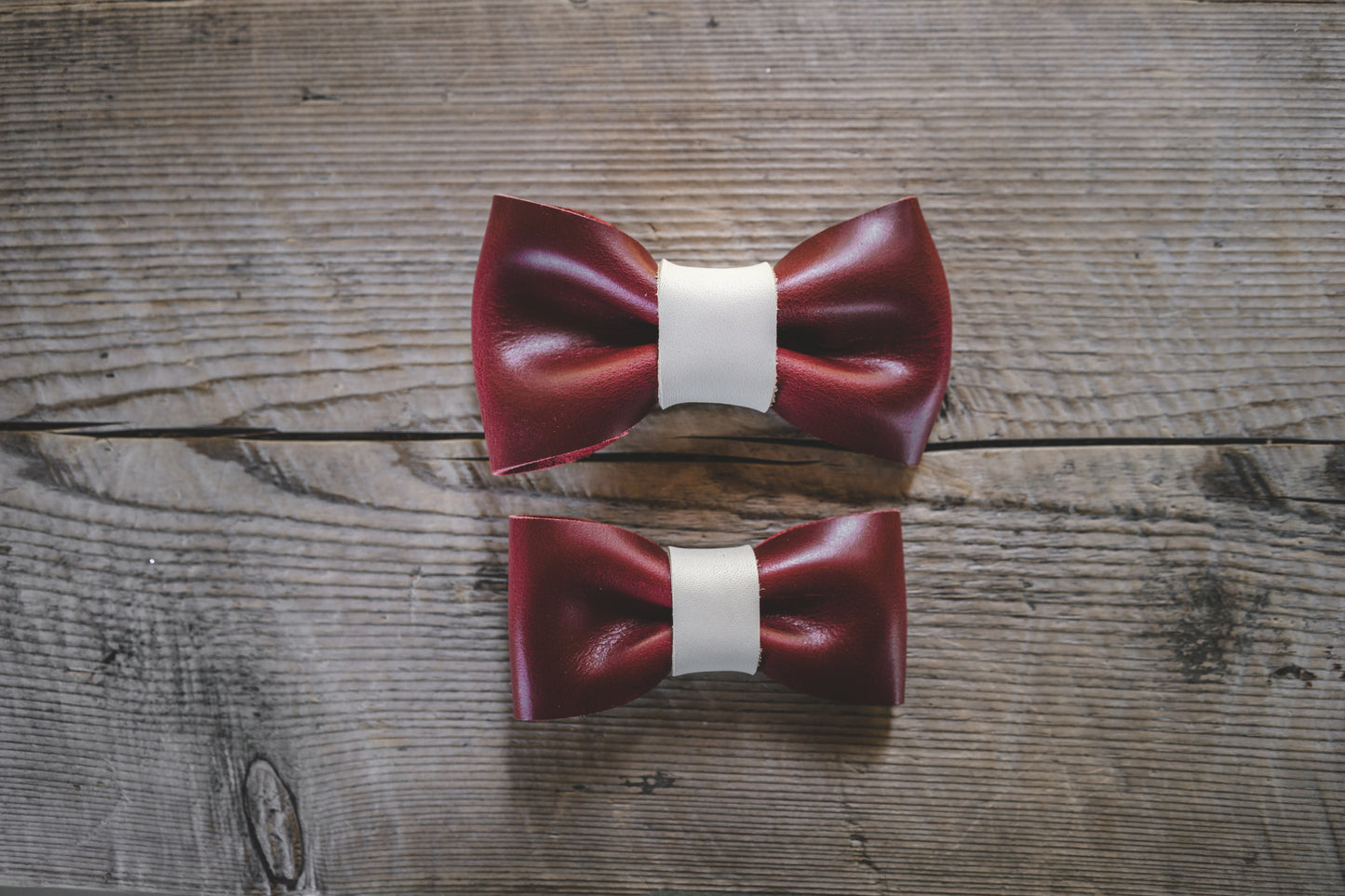 handmade in Canada red leather bow tie for dogs