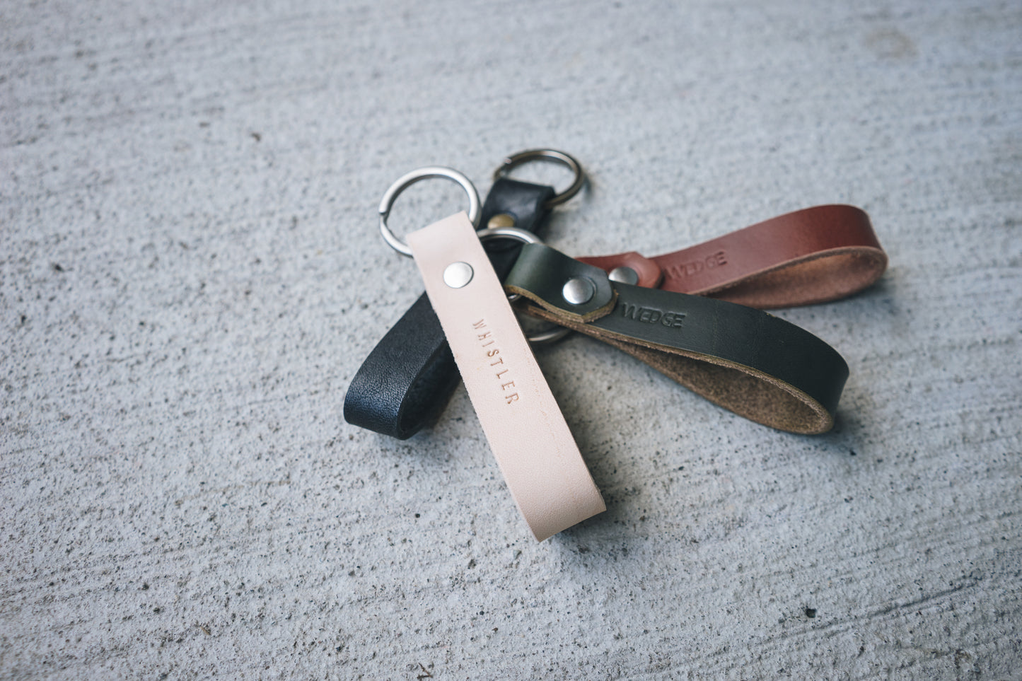 handmade leather key chain stamped Canada